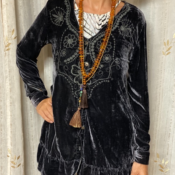 Gypsy Junkies for Free People Velvet Boho Tunic - Picture 2 of 10